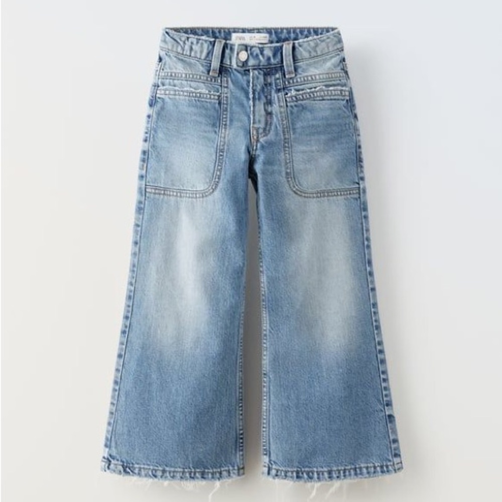Zara Blue Wide-Leg Jeans High-Waisted Denim